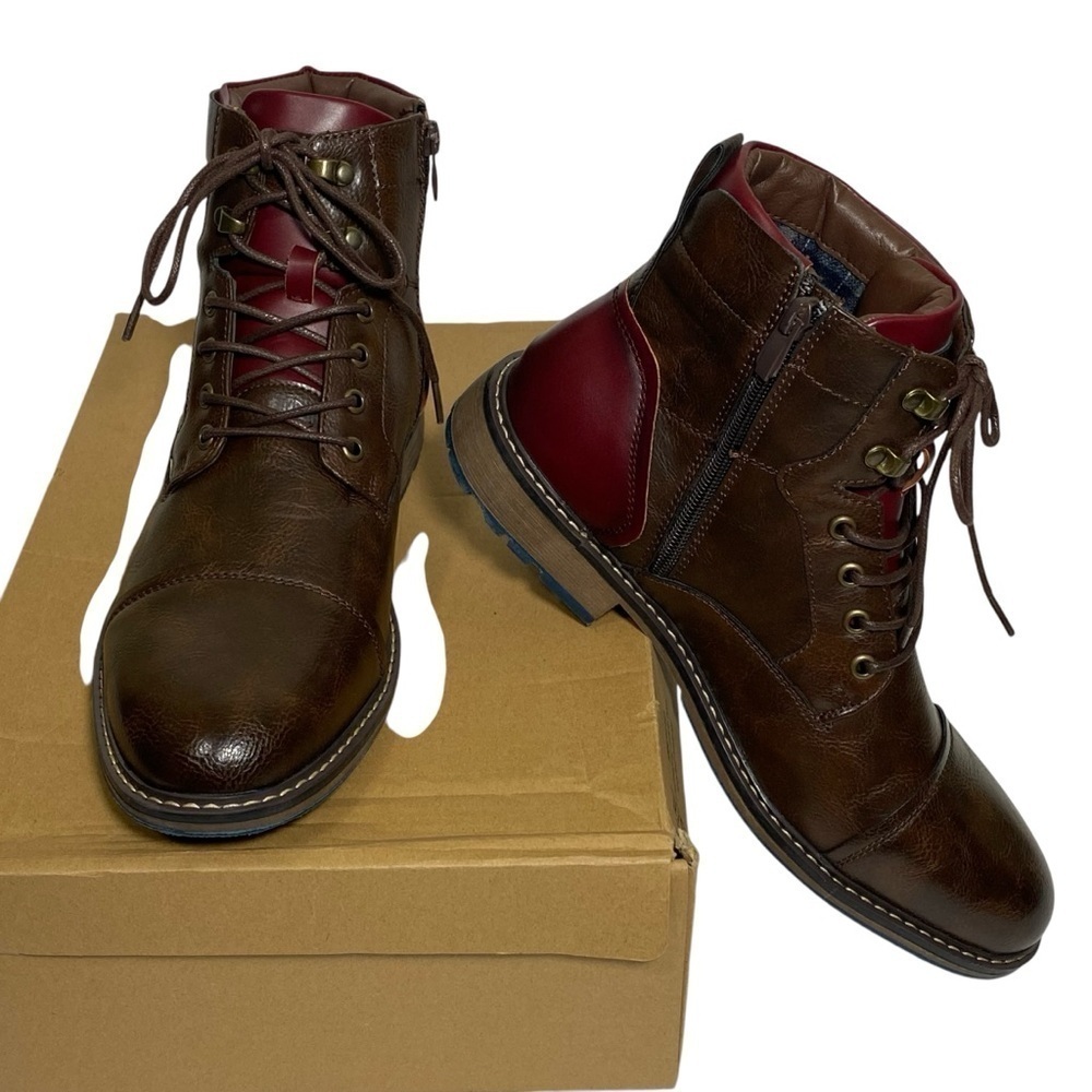 Men’s Faux Leather Lace-Up Boots